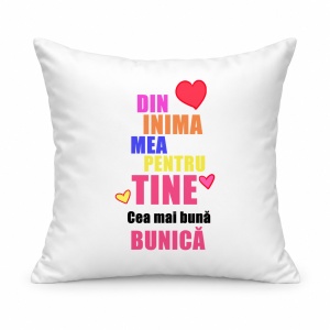 Pernă personalizată Din inima mea pentru tine, cea mai buna bunica