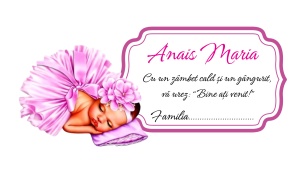 Plic pentru bani botez cu bebelus si flori roz design elegant