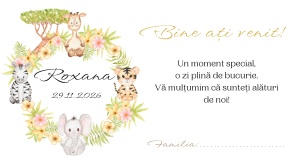 Plic pentru bani botez cu animale safari si design floral, ideal pentru dar
