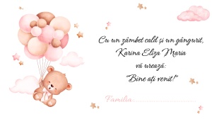 Plic pentru bani botez ursuleț roz | Plic de bani personalizat - Img 2