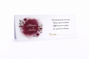 Plic pentru bani nuntă burgundy elegant cu inițiale – plic de bani/dar floral vișiniu premium
