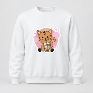 Pulover personalizat Bubble tea cat with chocolate