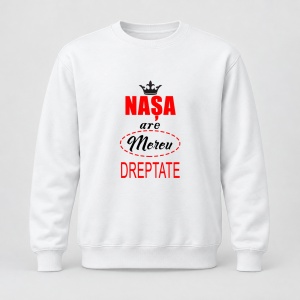 Pulover personalizat Nasa are mereu dreptate, model rosu