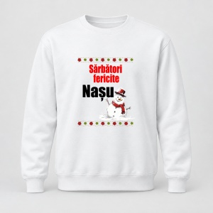 Pulover personalizat Sarbatori fericite nasu, model om zapada