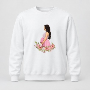 Pulover personalizat Viitoare mămică – flori roz