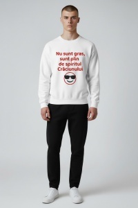 Pulover roșu de Crăciun – „Nu sunt gras, sunt plin de spiritul Crăciunului” – model amuzant, unisex