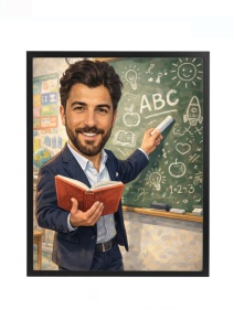 Ramă Foto Caricatură Profesor – Cadou Personalizat pentru Profesor