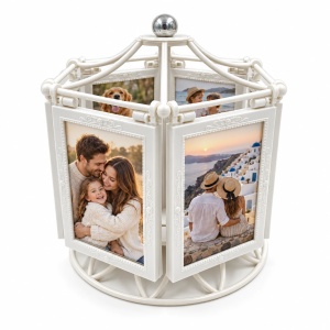 Ramă foto colaj Carusel decorativ, ivoire – 12 fotografii incluse
