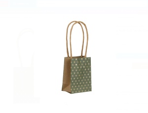 Sacosa Cadou Kraft XXS Verde Olive cu Buline Aurii - Img 1
