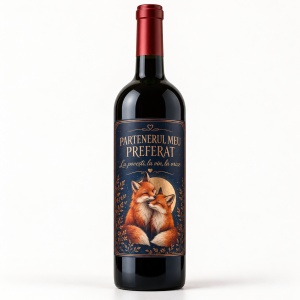 Sticlă de vin personalizată cu nume „Partenerul meu preferat” – Valentine’s Day