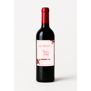 Sticlă de Vin Roșu Personalizată „Am Câștigat! Premiul: Tu” – Cadou Valentine’s Day