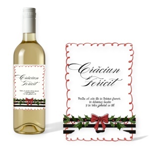 Sticlă Personalizată Crăciun „Crăciun Fericit” – Design Elegant cu Fundiță & Decor Festiv