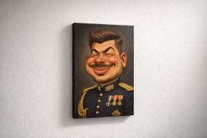 Tablou Canvas Caricatură Regală Personalizată – Portret Amuzant Stil Militar