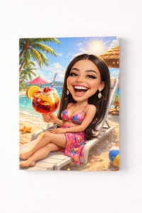 Tablou Canvas Personalizat – Beach Queen | Caricatură Vacanță la Mare