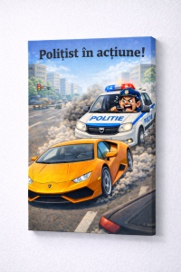 Tablou canvas personalizat „Polițist în acțiune” – caricatură amuzantă