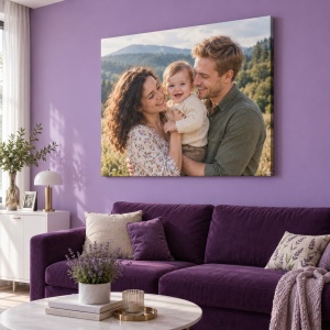 Tablou canvas personalizat cu fotografia familiei – exemplu de decor 7
