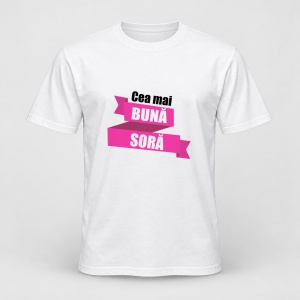 Tricou personalizat Cea mai buna soră, model roz