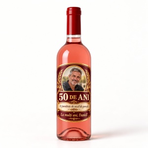 Vin roze personalizat – 50 ani – O jumătate de secol de povești | Cu poză