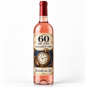 Vin roze personalizat aniversar – 60 de ani – Valoare în timp