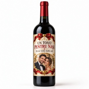 Vin personalizat pentru nași – Un toast pentru nași | Cu poză