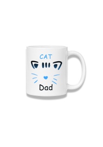 Cană ceramică 380 ml – Cat Dad – chip de pisică albastru