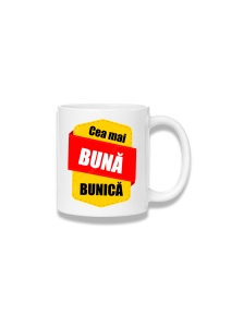 Cană ceramică 380 ml – Cea mai bună bunică – roșu și galben
