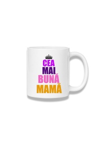 Cană ceramică 380 ml – Cea mai bună mamă – coroană multicoloră