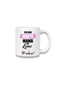 Cană ceramică 380 ml – Cea mai iubită mamă din lume – Te iubesc