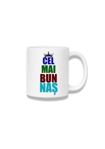 Cană ceramică 380 ml – Cel mai bun naș – coroană multicoloră