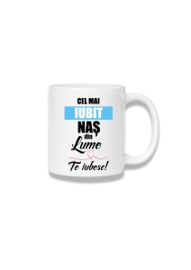 Cană ceramică 380 ml – Cel mai iubit naș din lume – Te iubesc