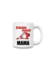 Cană ceramică 380 ml – Crăciun fericit, mama – Moș Crăciun