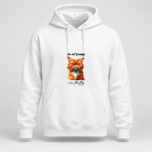 Hanorac personalizat Pisica portocalie cu mesaj i'm not grumpy , i'm fluffy