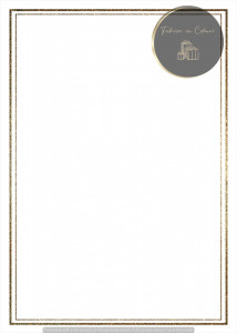 Invitație Botez B140 - Chenar Dublu Geometric Auriu pe Fundal Alb