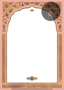 Invitație nuntă cu arc decorativ roz și auriu
