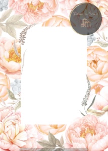Invitație nuntă florală cu bujori roz