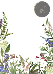 Invitație nuntă florală de câmp cu fundal alb