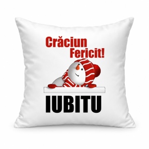 Pernă personalizată Craciun fericit iubitu, model 1