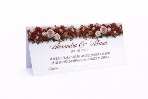Plic pentru bani nuntă cu flori roșii și crem elegante – plic de bani/dar romantic personalizat premium