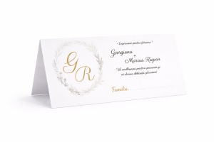 Plic pentru bani nuntă cu inițiale aurii | Plic de bani/dar elegant
