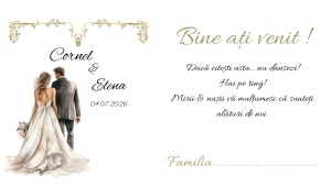 Plic de bani nuntă cu miri în stil romantic alb-auriu, perfect pentru un decor elegant și memorabil 💍✨