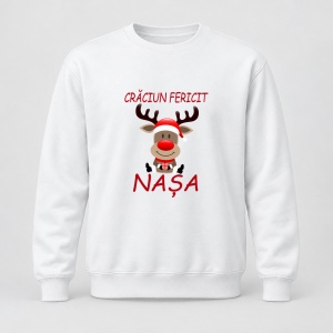 Pulover personalizat Craciun fericit nasa, model ren