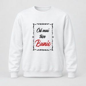 Pulover personalizat La multi ani, cel mai tare bunic, model simplu