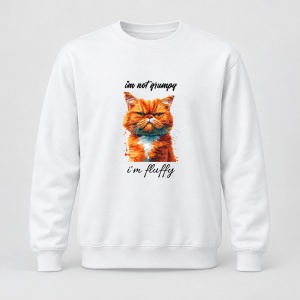 Pulover personalizat Pisica portocalie cu mesaj i'm not grumpy , i'm fluffy