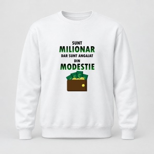Pulover personalizat Sunt milionar dar sunt angajat din modestie