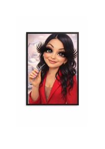 Ramă Foto Caricatură Lash Artist – Tablou Caricatură Amuzantă Personalizată, Cadou Original