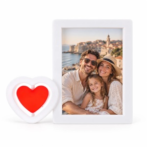 Ramă foto decorativă Ramă portret cu inimă roșie, alb și roșu – 1 fotografie inclusă