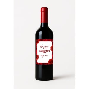 Vin personalizat Valentine’s Day cu design romantic și trandafiri roșii