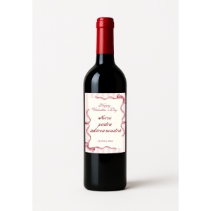 Sticlă de Vin Roșu Personalizată „Noroc pentru Iubirea Noastră” – Valentine’s Day