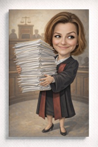 Tablou Canvas Caricatură Avocată – Portret Personalizat Juristă pentru Ea