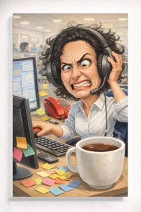 Tablou Canvas Caricatură Call Center pentru Ea – Portret Personalizat Amuzant